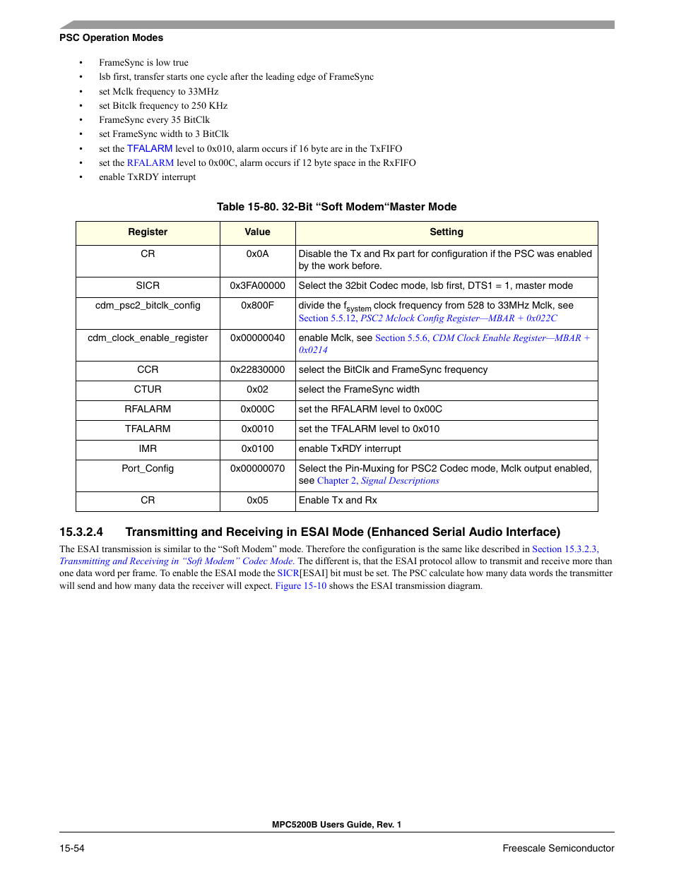 Table 15-80 | Freescale Semiconductor MPC5200B User Manual | Page 565 / 762