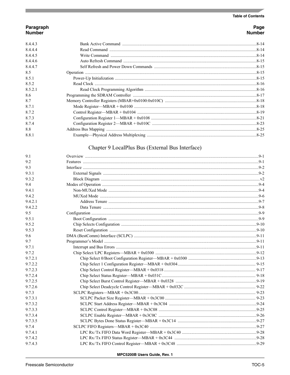 Chapter 9 localplus bus (external bus interface) | Freescale Semiconductor MPC5200B User Manual | Page 6 / 762