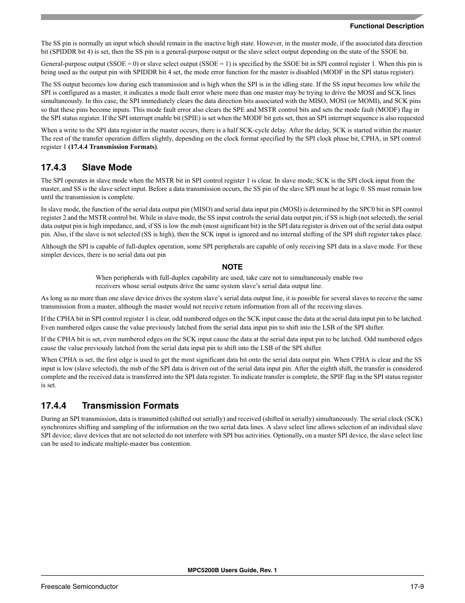 3 slave mode, 4 transmission formats | Freescale Semiconductor MPC5200B User Manual | Page 610 / 762