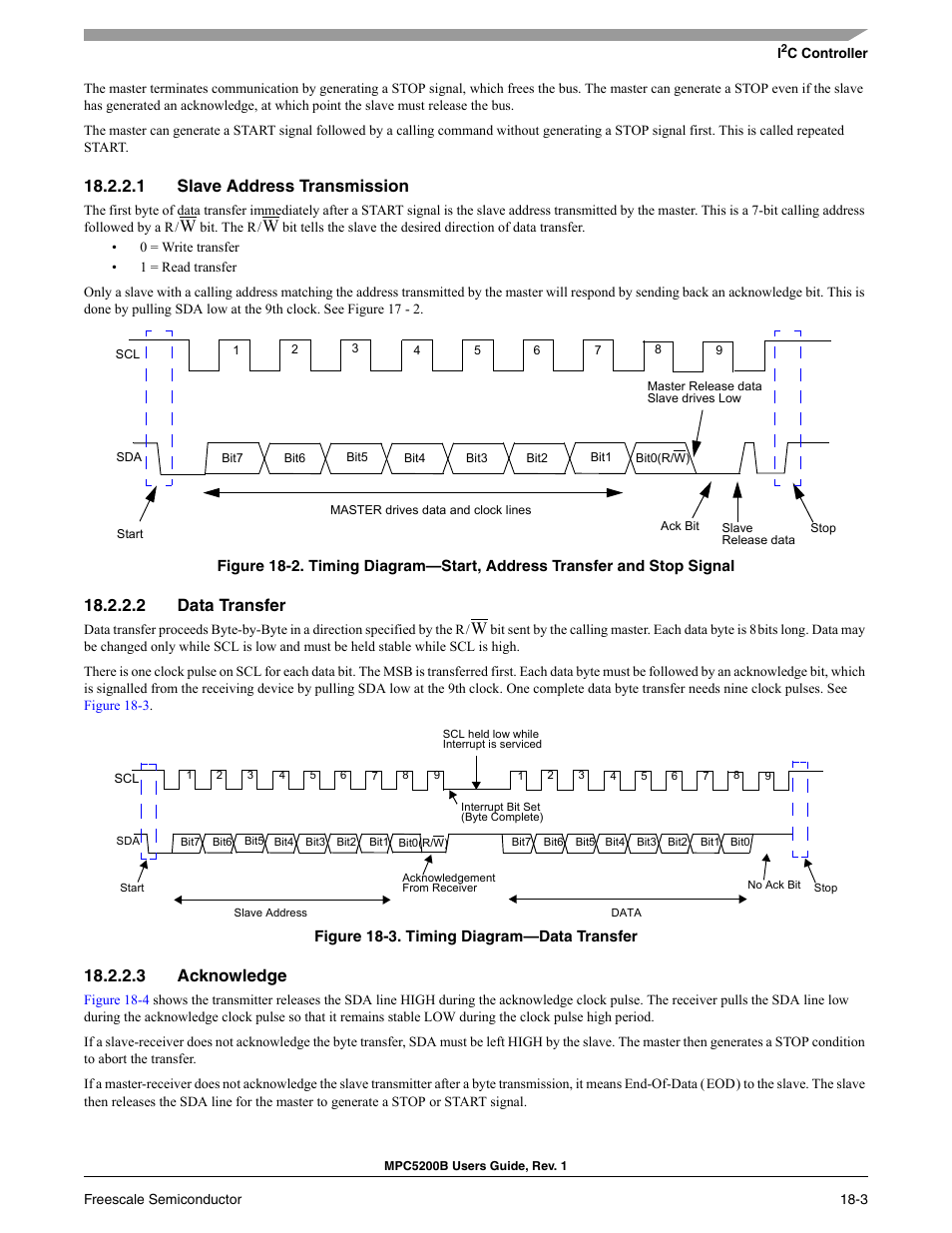 1 slave address transmission, 2 data transfer, 3 acknowledge | Freescale Semiconductor MPC5200B User Manual | Page 620 / 762