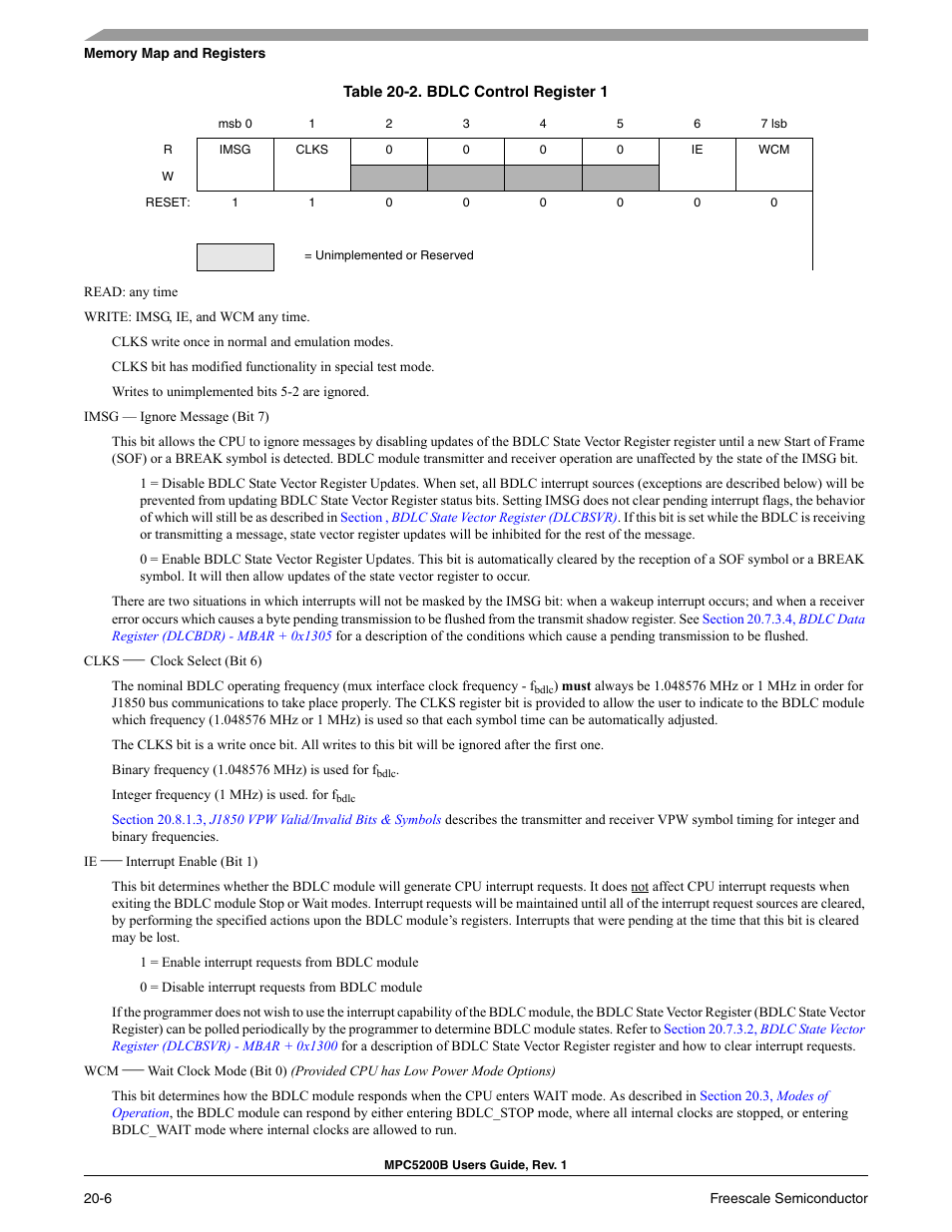 Bdlc control register 1 -6 | Freescale Semiconductor MPC5200B User Manual | Page 685 / 762