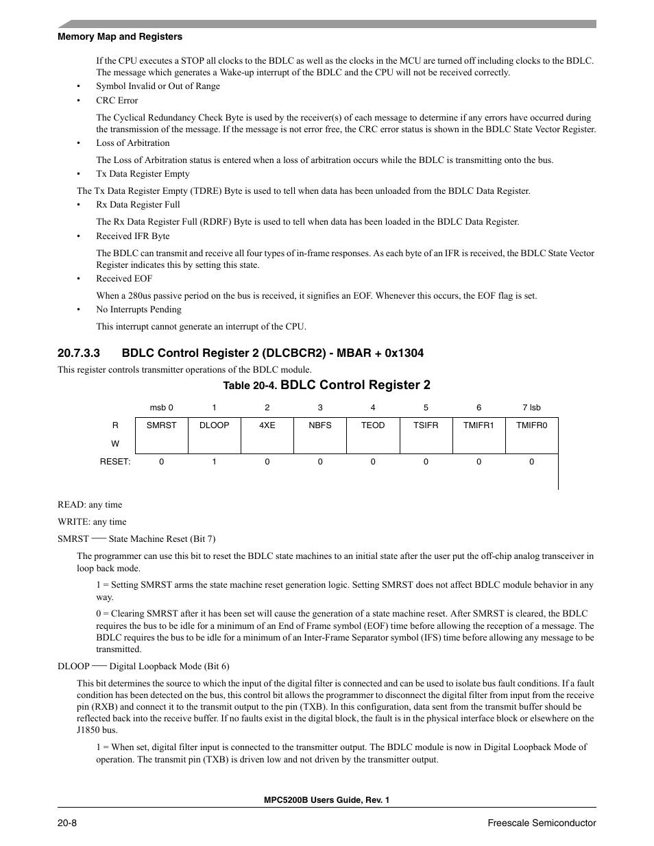 Bdlc control register 2 -8, Bdlc control register 2 | Freescale Semiconductor MPC5200B User Manual | Page 687 / 762