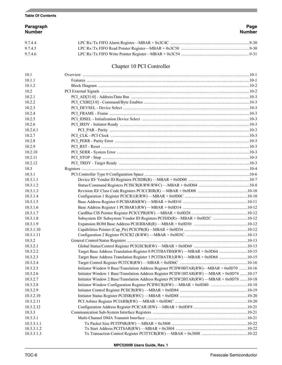 Chapter 10 pci controller | Freescale Semiconductor MPC5200B User Manual | Page 7 / 762