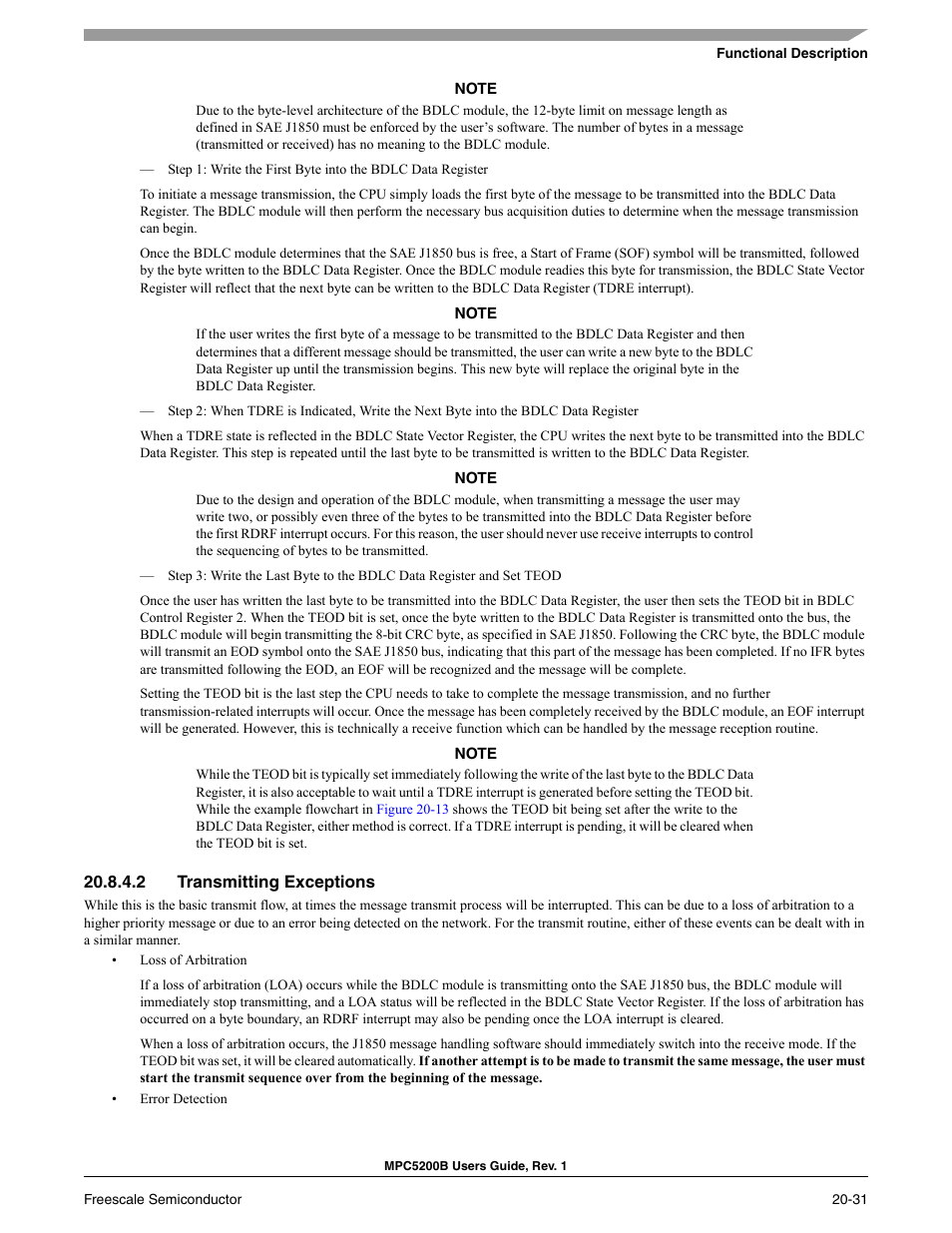 2 transmitting exceptions, Transmitting exceptions -31 | Freescale Semiconductor MPC5200B User Manual | Page 710 / 762