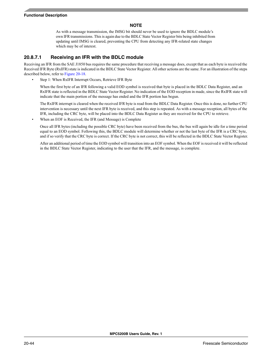 1 receiving an ifr with the bdlc module, Receiving an ifr with the bdlc module -44 | Freescale Semiconductor MPC5200B User Manual | Page 723 / 762