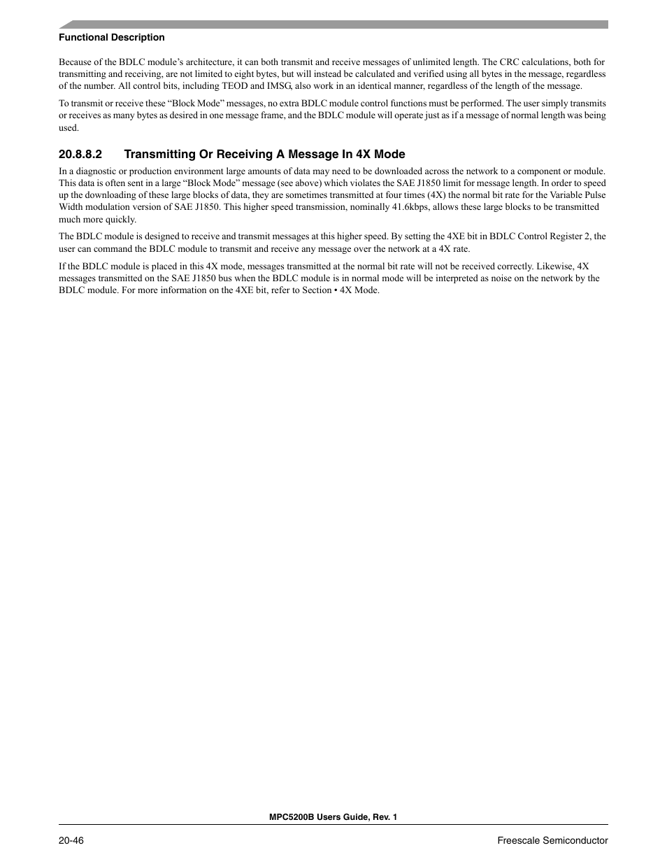 2 transmitting or receiving a message in 4x mode, Transmitting or receiving a message in 4x mode -46 | Freescale Semiconductor MPC5200B User Manual | Page 725 / 762