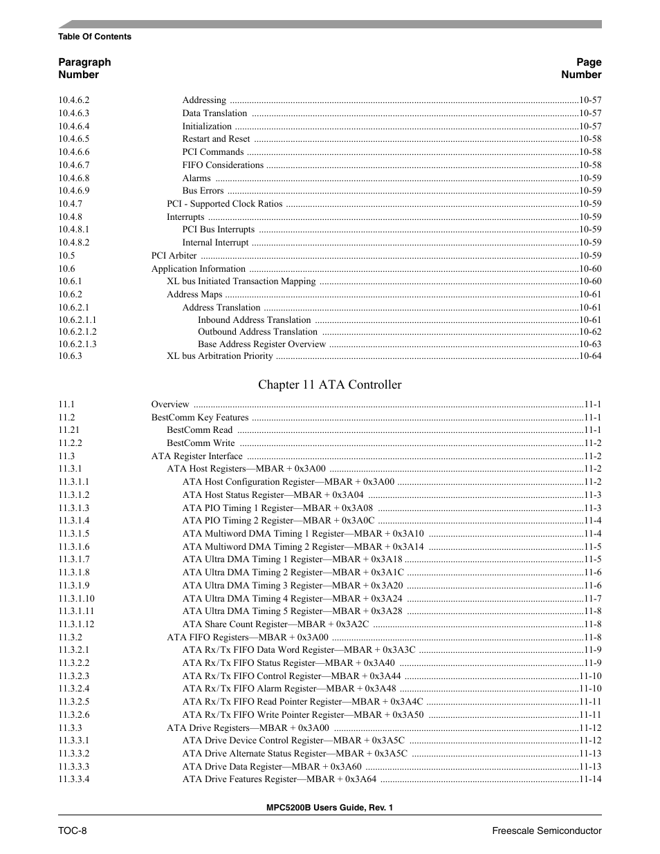 Chapter 11 ata controller | Freescale Semiconductor MPC5200B User Manual | Page 9 / 762