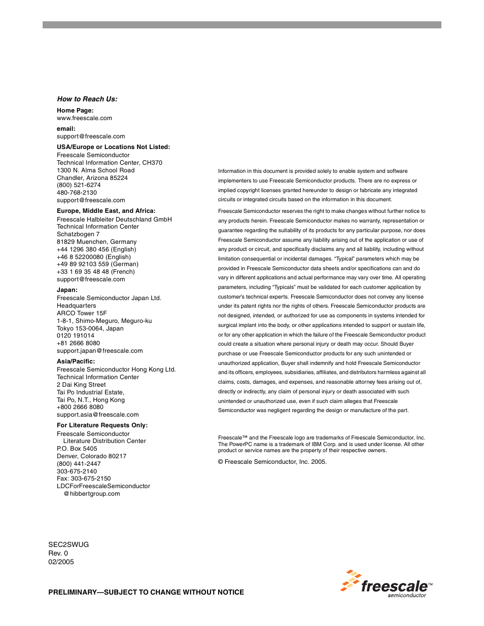 Freescale Semiconductor SEC2SWUG User Manual | Page 44 / 44
