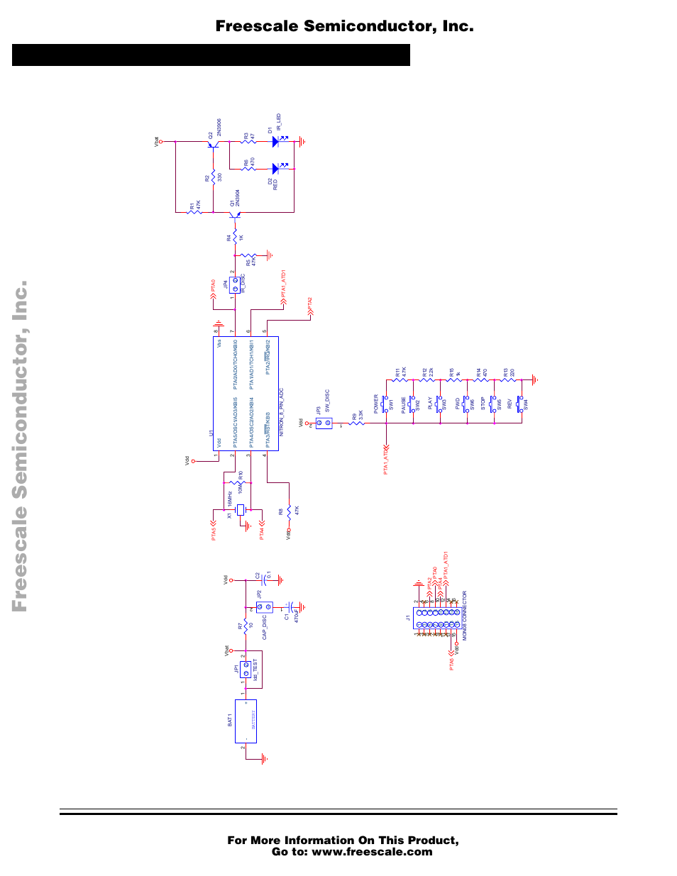 Schematic and parts list, Freescale semiconductor, inc | Freescale Semiconductor M68HC08 User Manual | Page 18 / 30