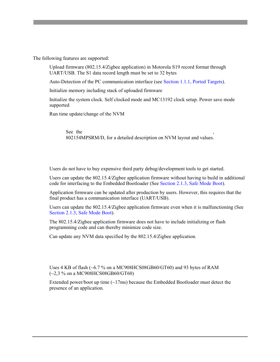 Features, Benefits, Potential issues | Features -3, Benefits -3, Potential issues -3, 2 features, 3 benefits, 4 potential issues | Freescale Semiconductor 802.15.4 User Manual | Page 11 / 66