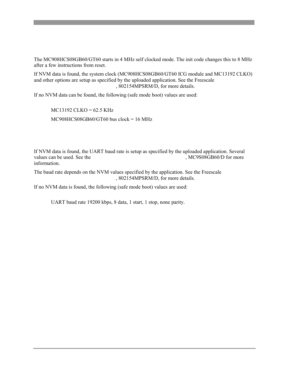System bus frequency, Uart baud rate, System bus frequency -4 | Uart baud rate -4, 3 system bus frequency, 4 uart baud rate | Freescale Semiconductor 802.15.4 User Manual | Page 16 / 66