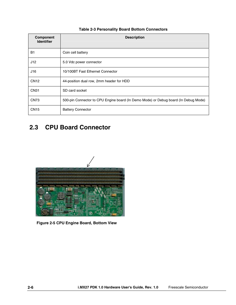 3 cpu board connector | Freescale Semiconductor i.MX27 PDK 1.0 User Manual | Page 17 / 53