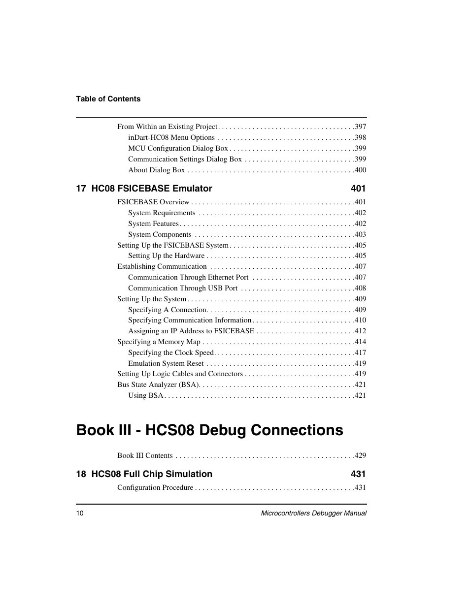 Book iii - hcs08 debug connections | Freescale Semiconductor Microcontrollers User Manual | Page 10 / 892