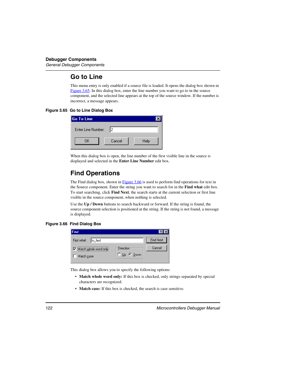 Go to line, Find operations | Freescale Semiconductor Microcontrollers User Manual | Page 122 / 892