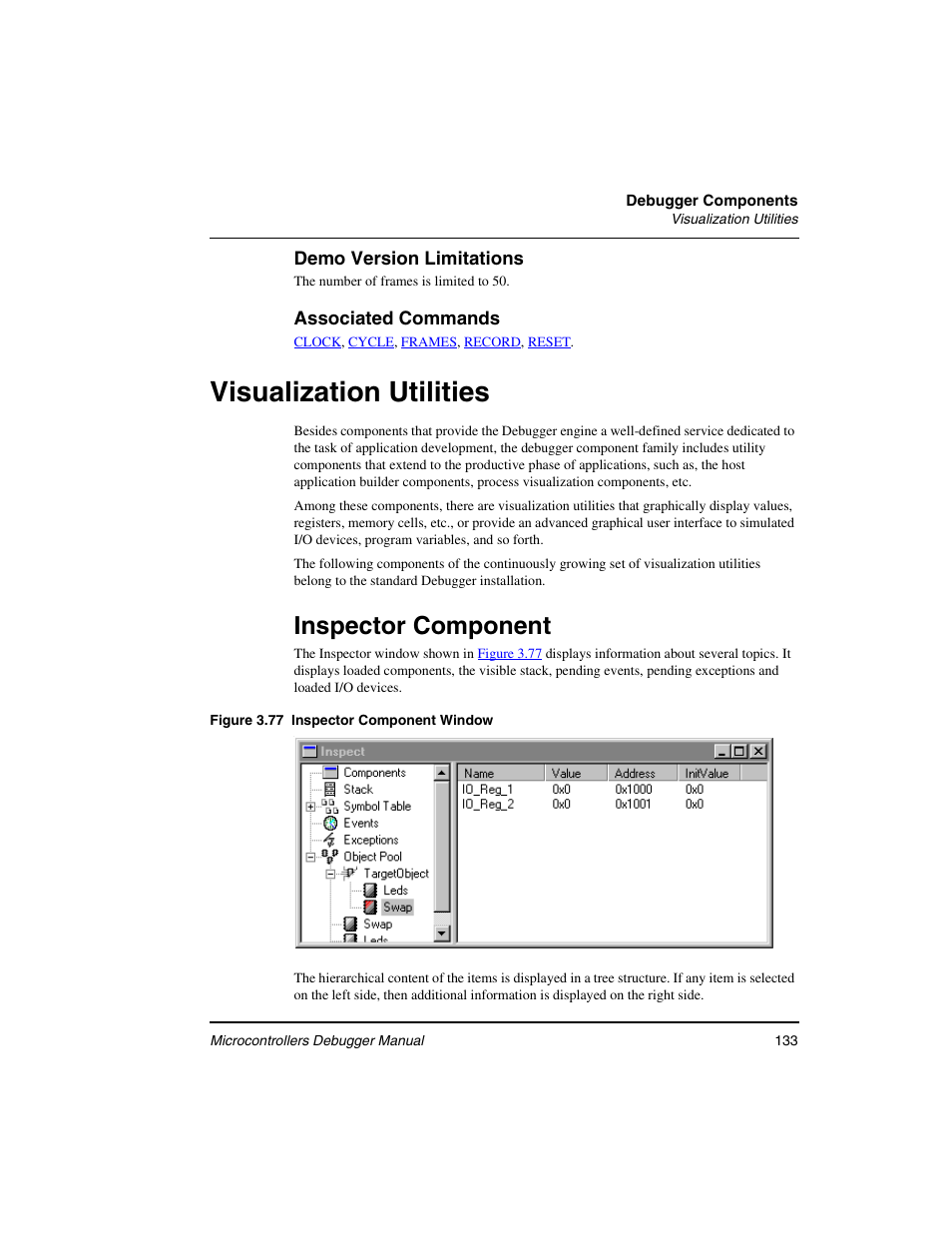 Visualization utilities, Inspector component, Inspector | Component | Freescale Semiconductor Microcontrollers User Manual | Page 133 / 892