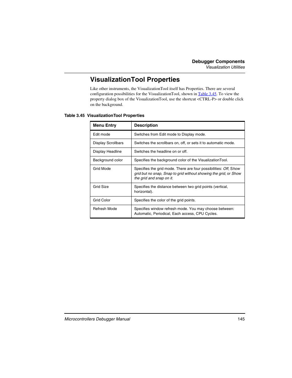 Visualizationtool properties | Freescale Semiconductor Microcontrollers User Manual | Page 145 / 892