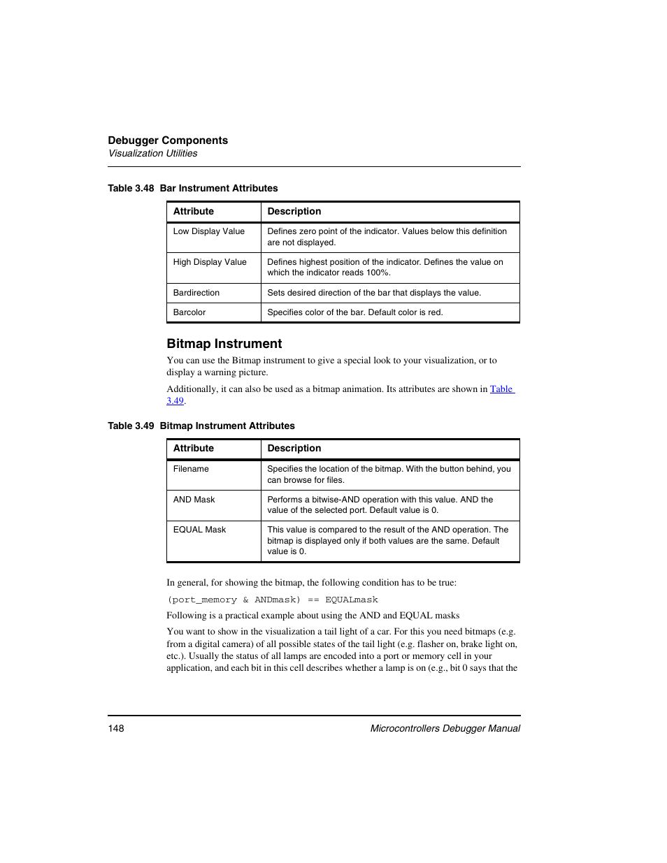 Table 3.48, Bitmap instrument | Freescale Semiconductor Microcontrollers User Manual | Page 148 / 892
