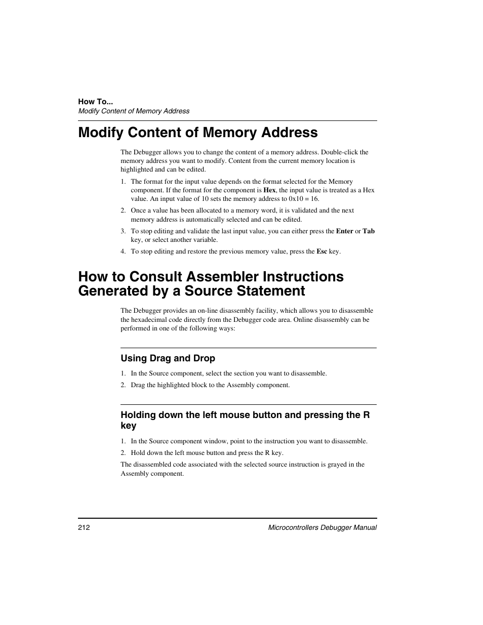 Modify content of memory address, How to consult | Freescale Semiconductor Microcontrollers User Manual | Page 212 / 892