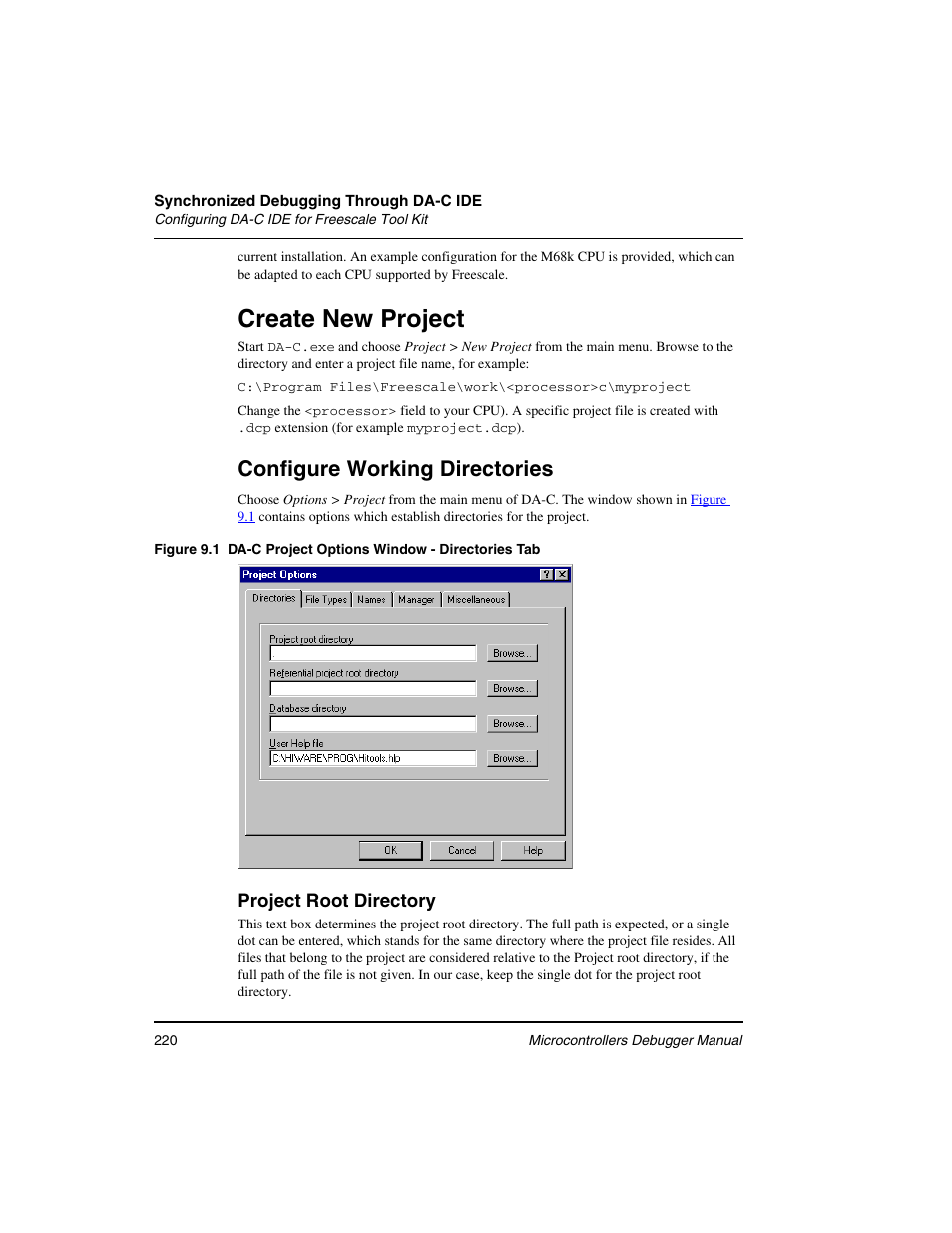 Create new project, Configure working directories | Freescale Semiconductor Microcontrollers User Manual | Page 220 / 892