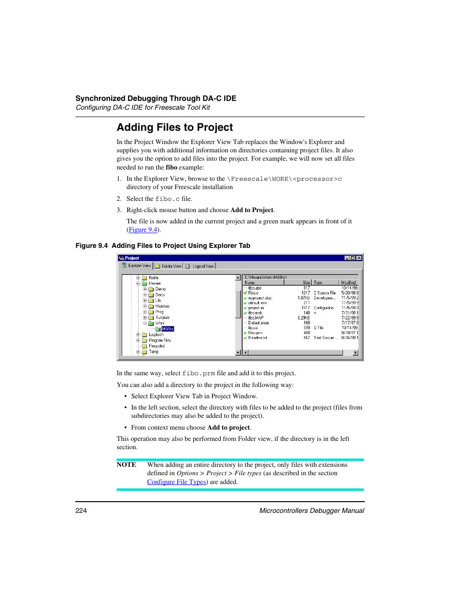 Adding files to project | Freescale Semiconductor Microcontrollers User Manual | Page 224 / 892