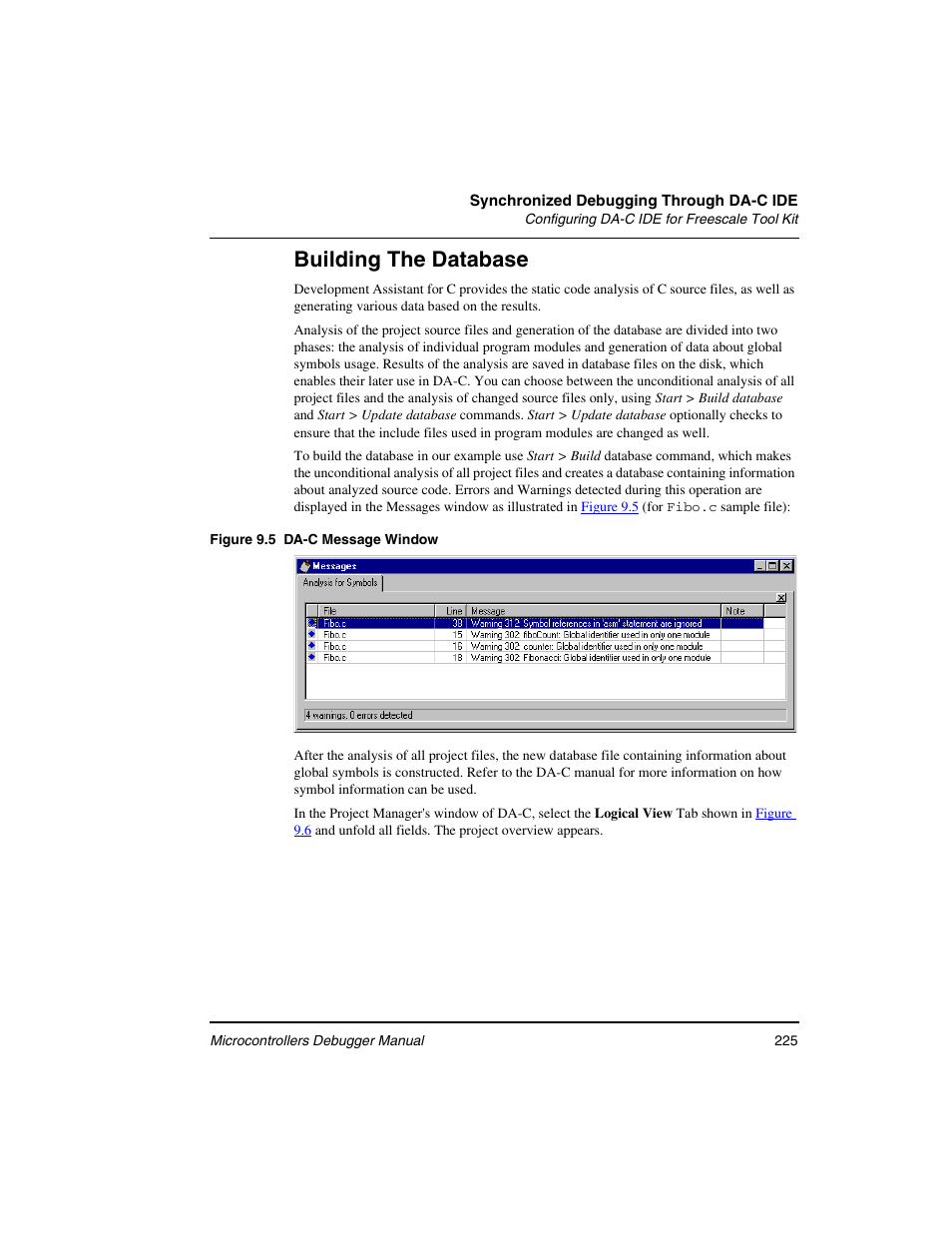 Building the database | Freescale Semiconductor Microcontrollers User Manual | Page 225 / 892