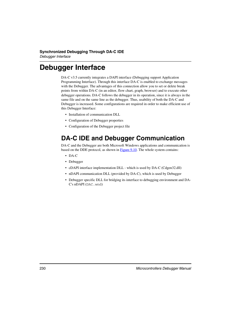Debugger interface, Da-c ide and debugger communication | Freescale Semiconductor Microcontrollers User Manual | Page 230 / 892