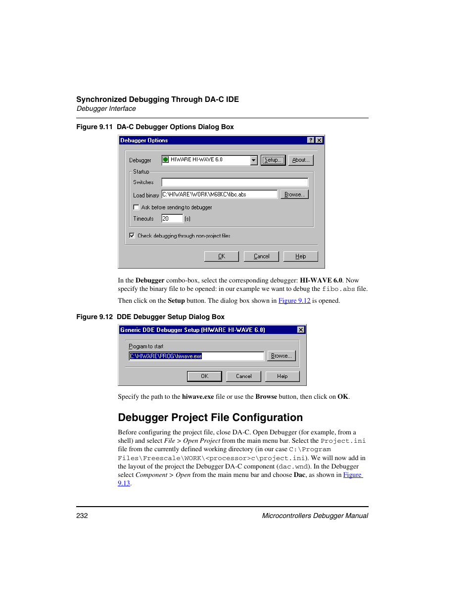 Debugger project file configuration | Freescale Semiconductor Microcontrollers User Manual | Page 232 / 892