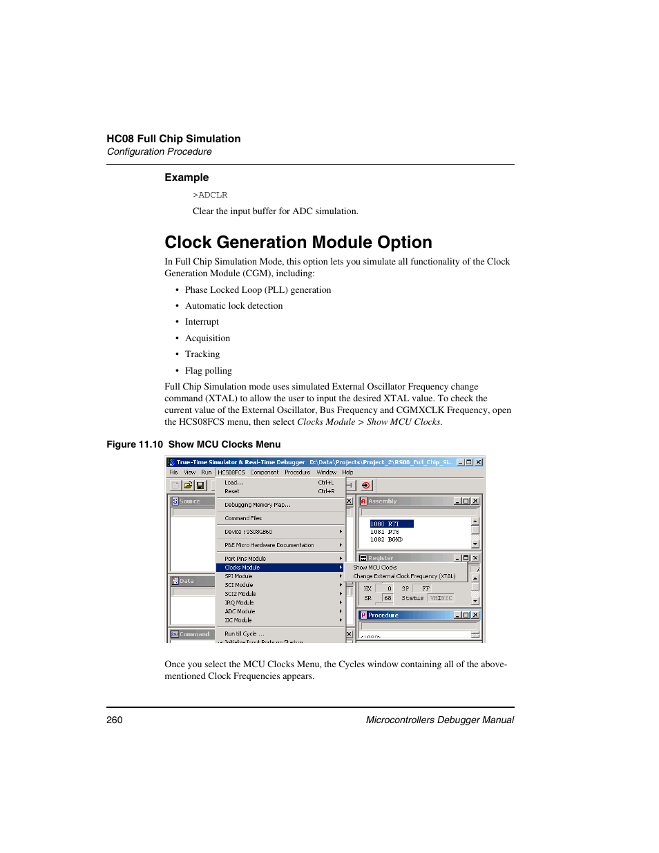 Clock generation module option | Freescale Semiconductor Microcontrollers User Manual | Page 260 / 892