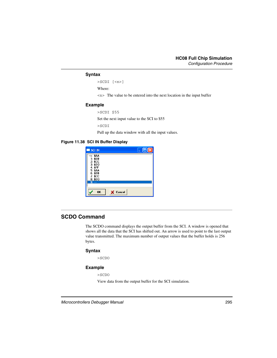 Scdo command | Freescale Semiconductor Microcontrollers User Manual | Page 295 / 892