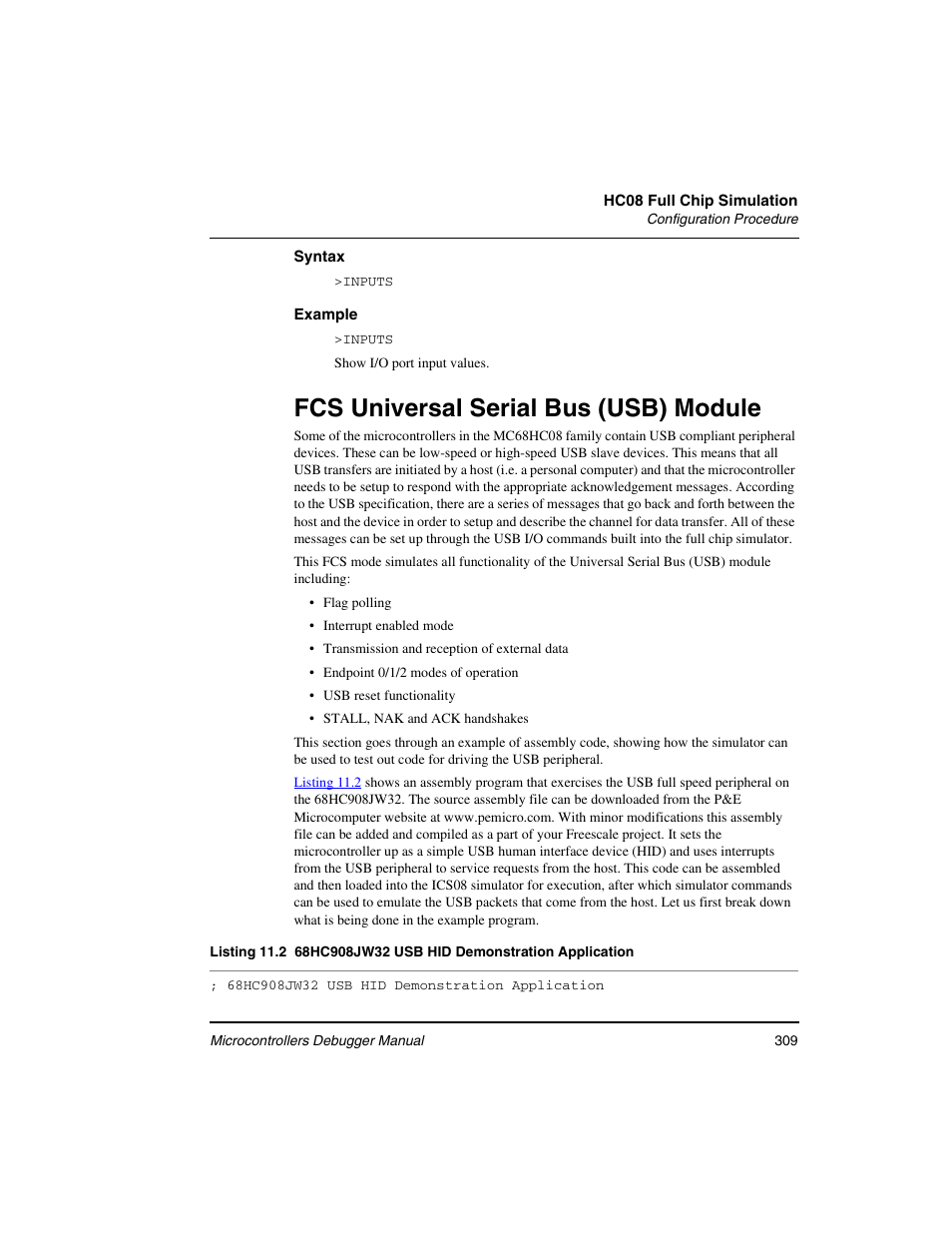 Fcs universal serial bus (usb) module | Freescale Semiconductor Microcontrollers User Manual | Page 309 / 892