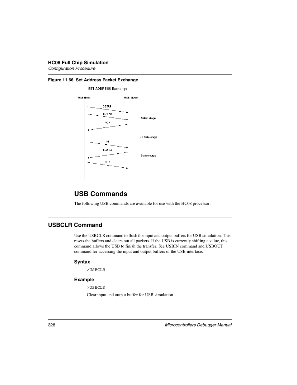 Usbclr command, Usb commands | Freescale Semiconductor Microcontrollers User Manual | Page 328 / 892