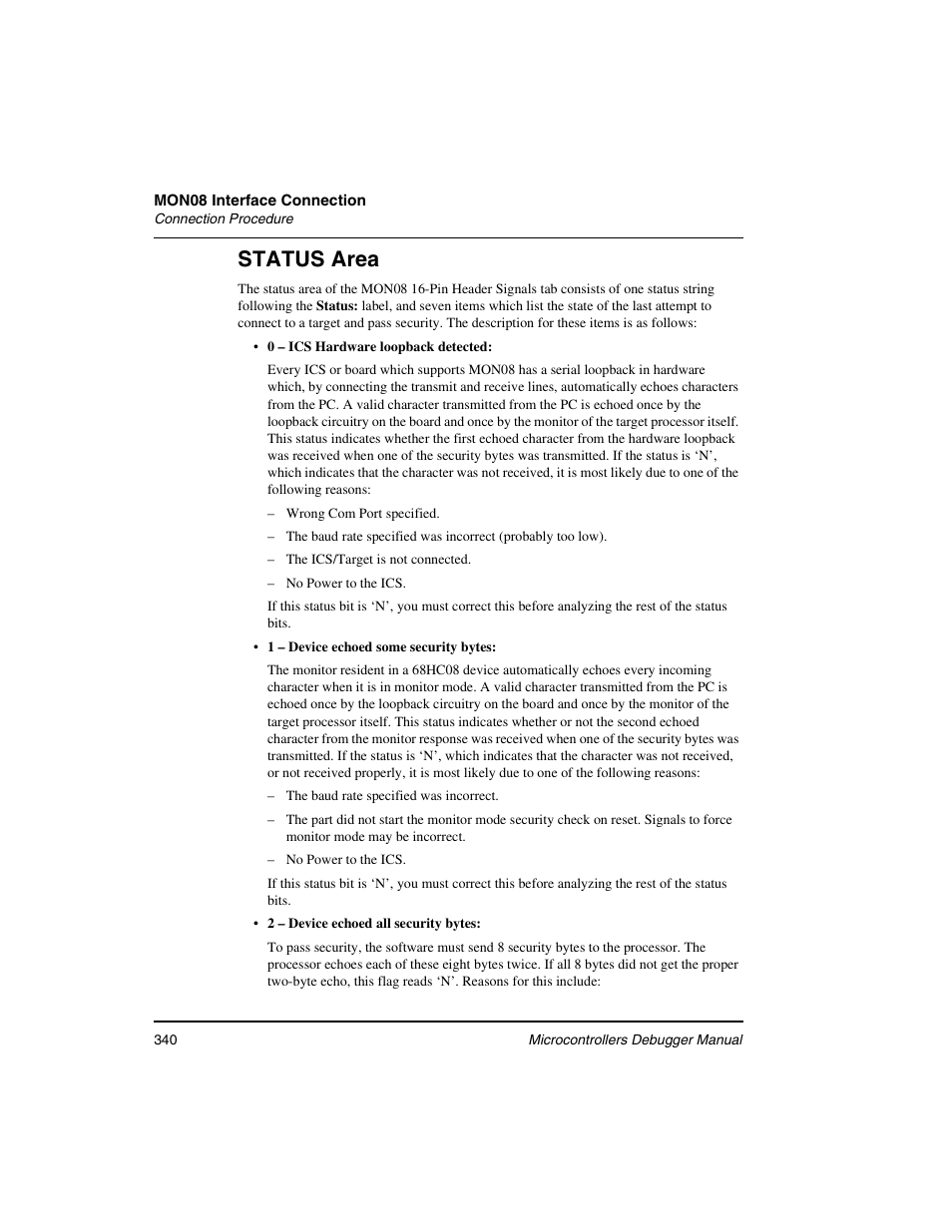 Status area | Freescale Semiconductor Microcontrollers User Manual | Page 340 / 892