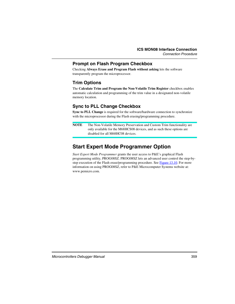 Start expert mode programmer option | Freescale Semiconductor Microcontrollers User Manual | Page 359 / 892