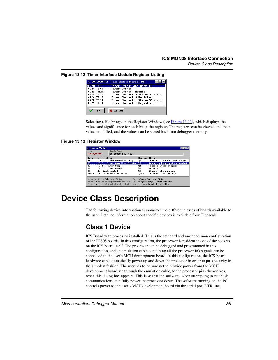 Device class description, Class 1 device | Freescale Semiconductor Microcontrollers User Manual | Page 361 / 892