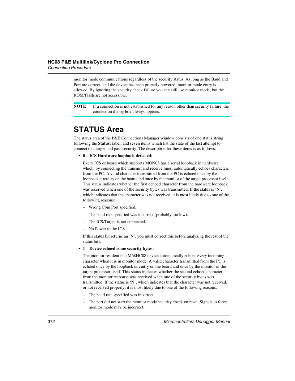 Status area | Freescale Semiconductor Microcontrollers User Manual | Page 372 / 892