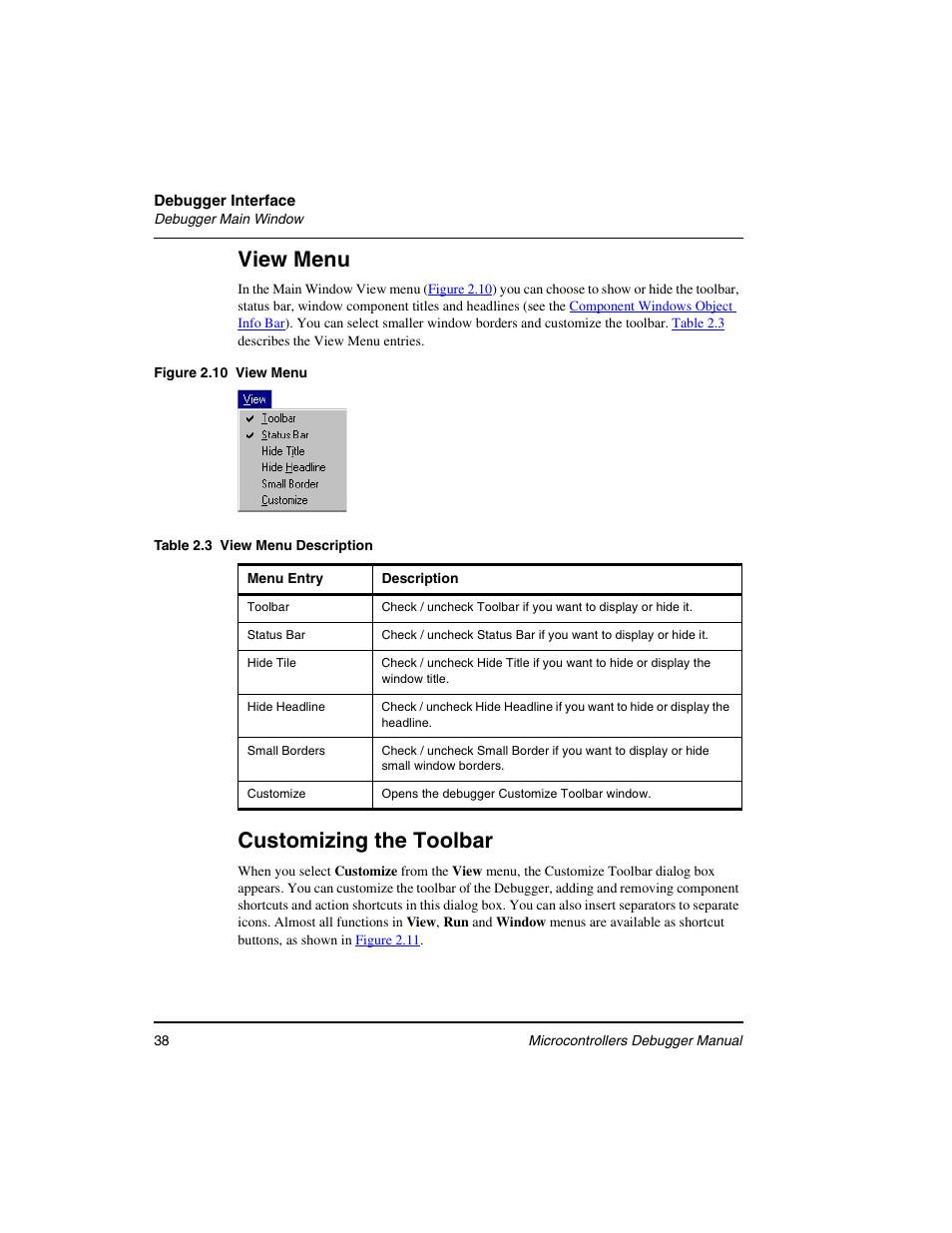 View menu, Customizing the toolbar | Freescale Semiconductor Microcontrollers User Manual | Page 38 / 892