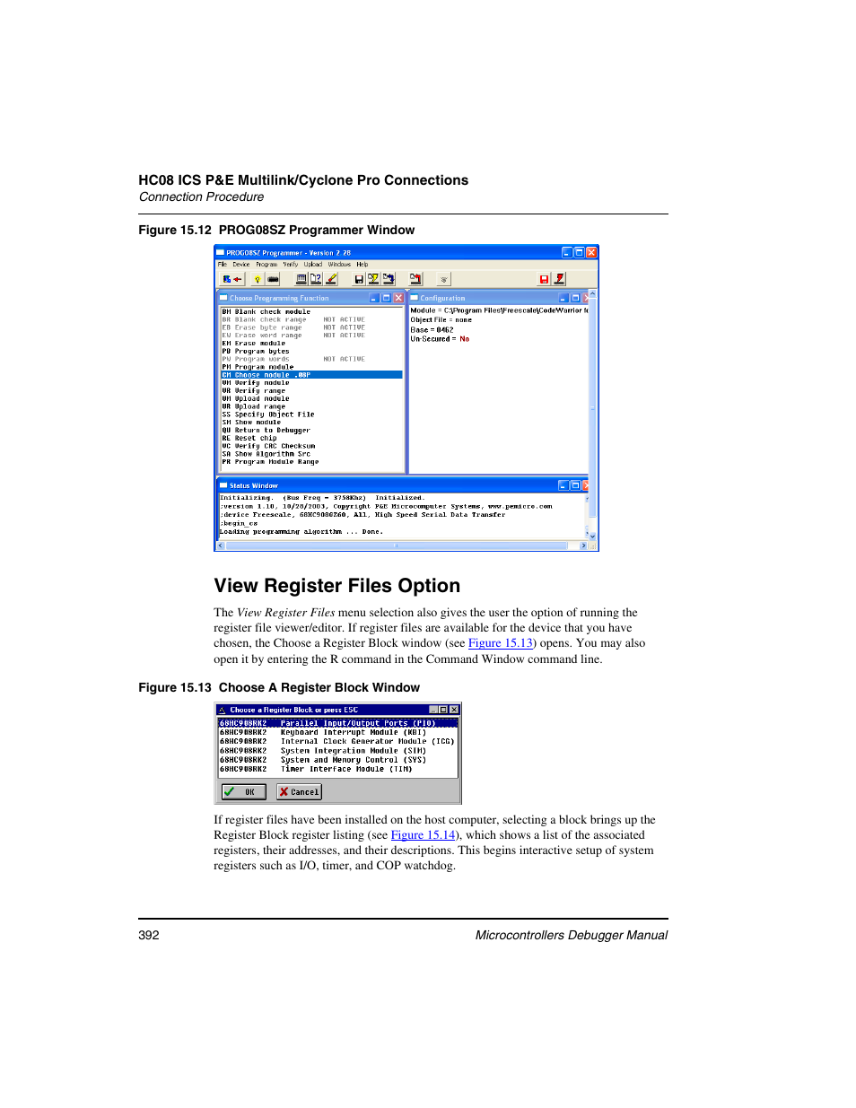 View register files option | Freescale Semiconductor Microcontrollers User Manual | Page 392 / 892