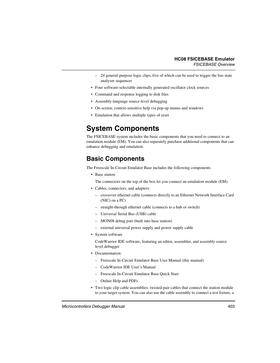 System components, Basic components | Freescale Semiconductor Microcontrollers User Manual | Page 403 / 892