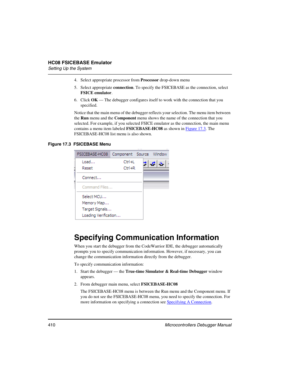 Specifying communication information | Freescale Semiconductor Microcontrollers User Manual | Page 410 / 892