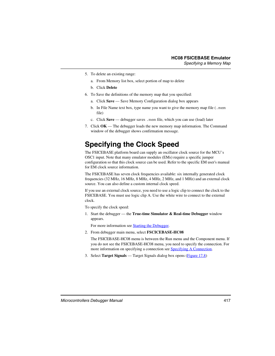 Specifying the clock speed | Freescale Semiconductor Microcontrollers User Manual | Page 417 / 892