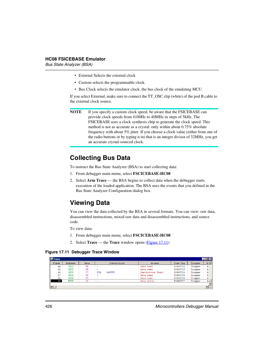 Collecting bus data, Viewing data | Freescale Semiconductor Microcontrollers User Manual | Page 426 / 892