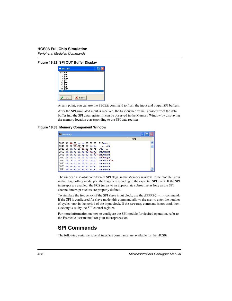 Spi commands | Freescale Semiconductor Microcontrollers User Manual | Page 458 / 892