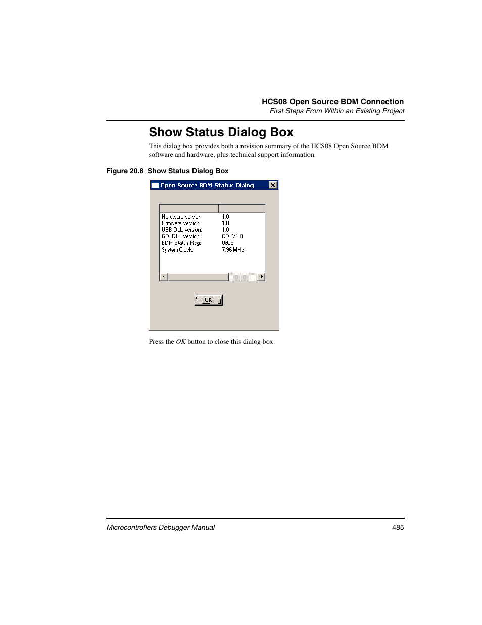 Show status dialog box | Freescale Semiconductor Microcontrollers User Manual | Page 485 / 892