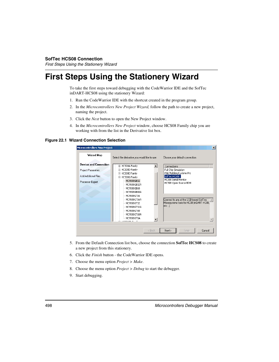 First steps using the stationery wizard | Freescale Semiconductor Microcontrollers User Manual | Page 498 / 892