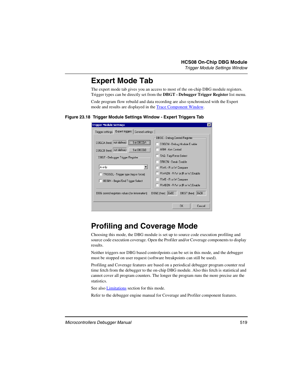 Expert mode tab, Profiling and coverage mode | Freescale Semiconductor Microcontrollers User Manual | Page 519 / 892