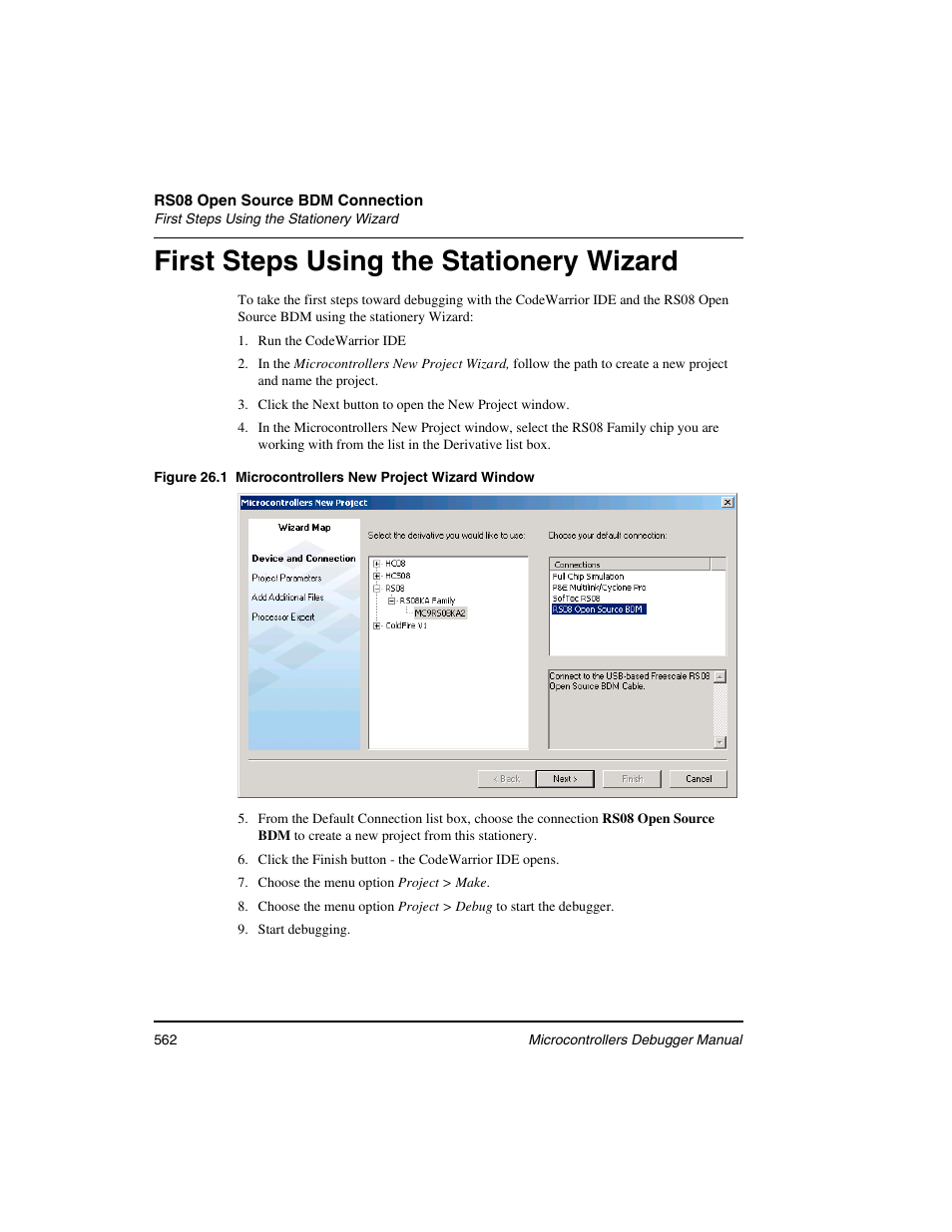 First steps using the stationery wizard | Freescale Semiconductor Microcontrollers User Manual | Page 562 / 892