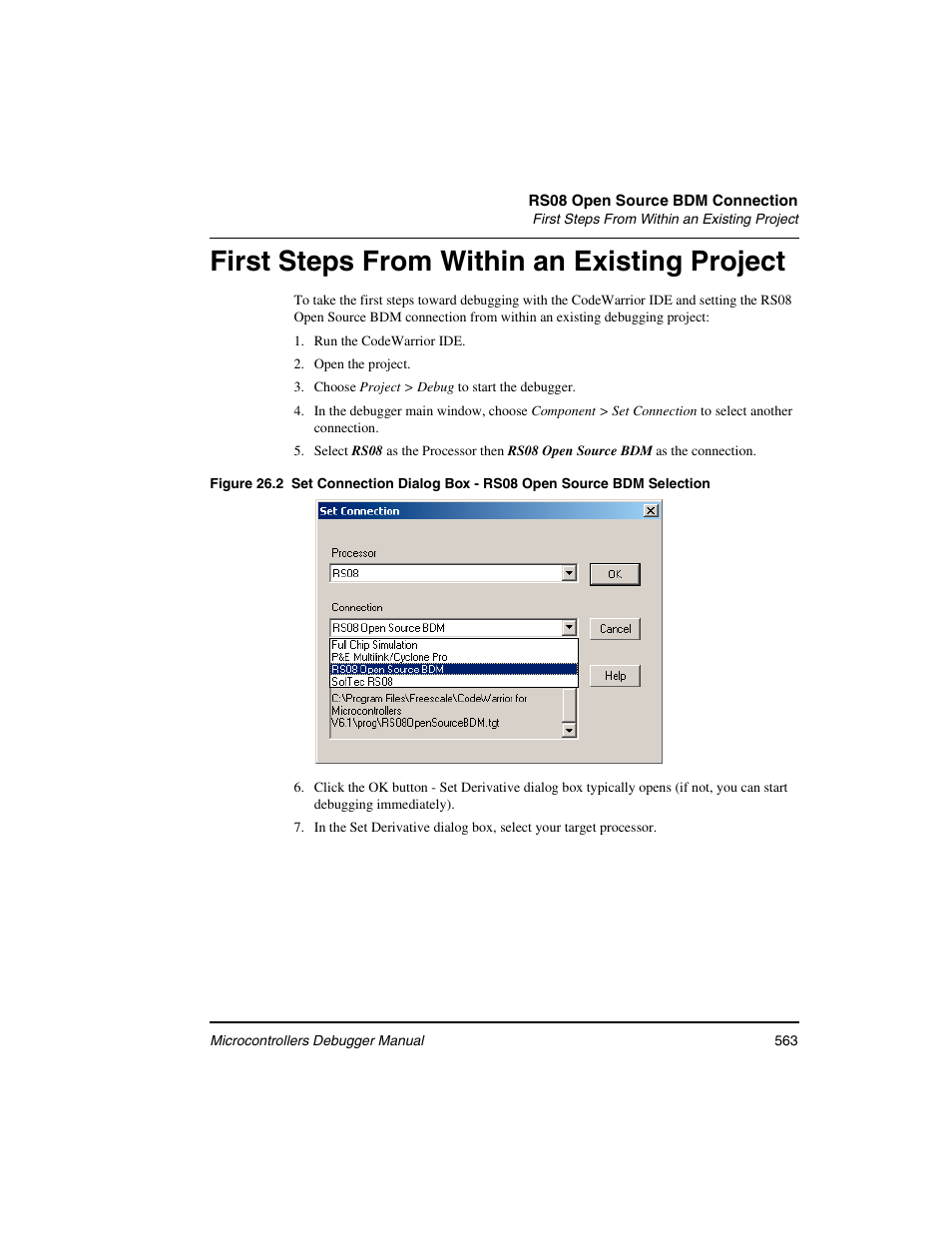 First steps from within an existing project | Freescale Semiconductor Microcontrollers User Manual | Page 563 / 892