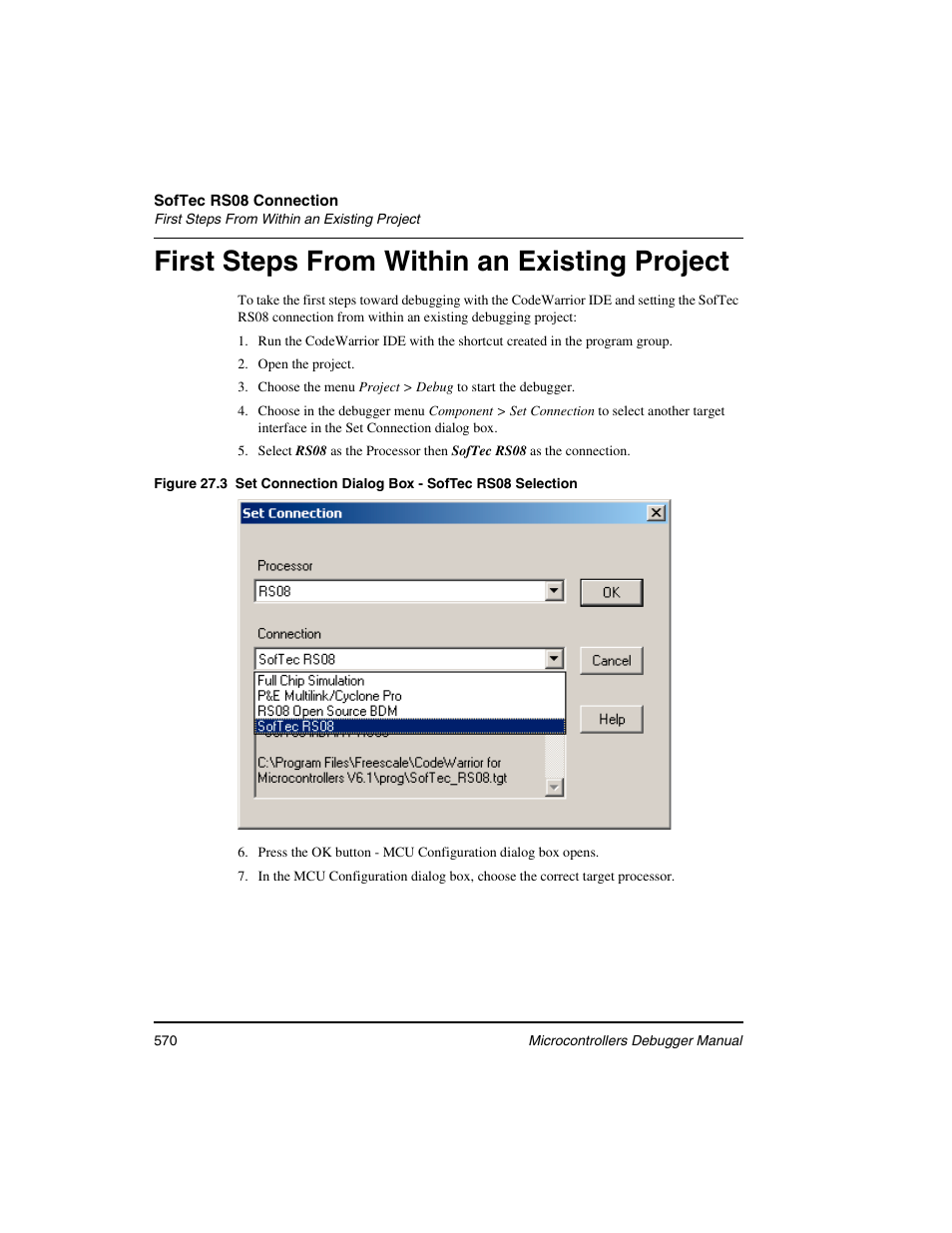 First steps from within an existing project | Freescale Semiconductor Microcontrollers User Manual | Page 570 / 892