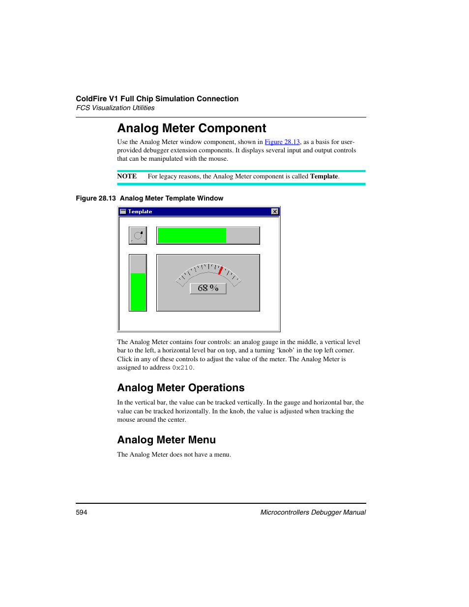 Analog meter component, Analog meter operations, Analog meter menu | Freescale Semiconductor Microcontrollers User Manual | Page 594 / 892