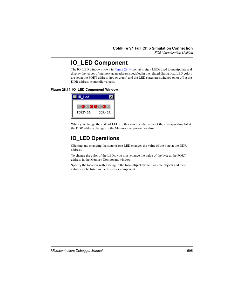 Io_led component, Io_led operations | Freescale Semiconductor Microcontrollers User Manual | Page 595 / 892